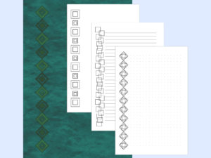 Scintillant Squares Coloring Journals - Aqua, Set 1 - Lined, Unlined, or Dot Grid Pages